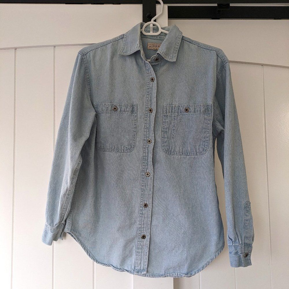 80's / 90's Vintage Riders by Lee Button Up Long Sleeve Denim Top (SIZE S)